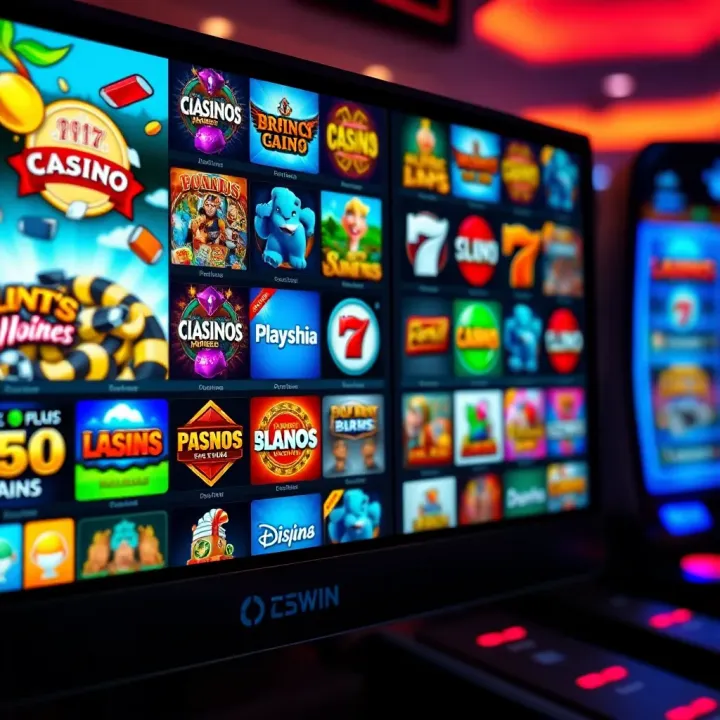 Variety of Casino Games at Ozwin Casino A diverse selection of casino game icons displayed on a digital screen
