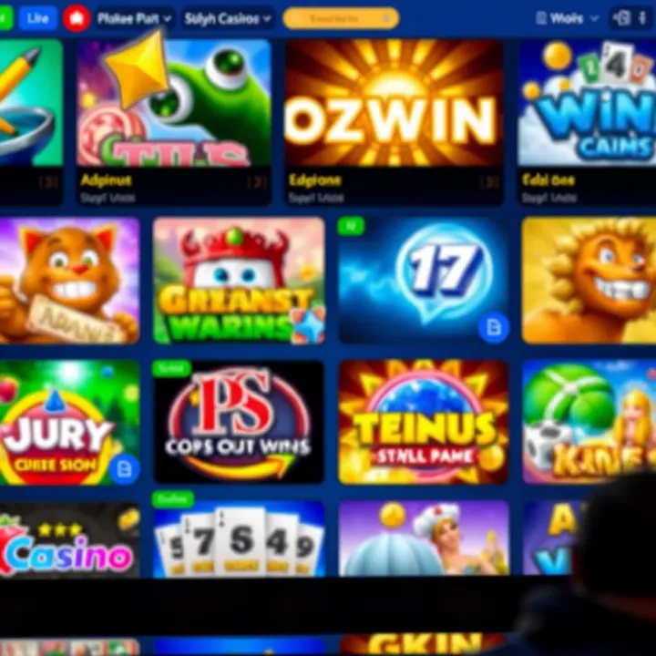 Colorful online casino interface showcasing a variety of slot games available to Australian players