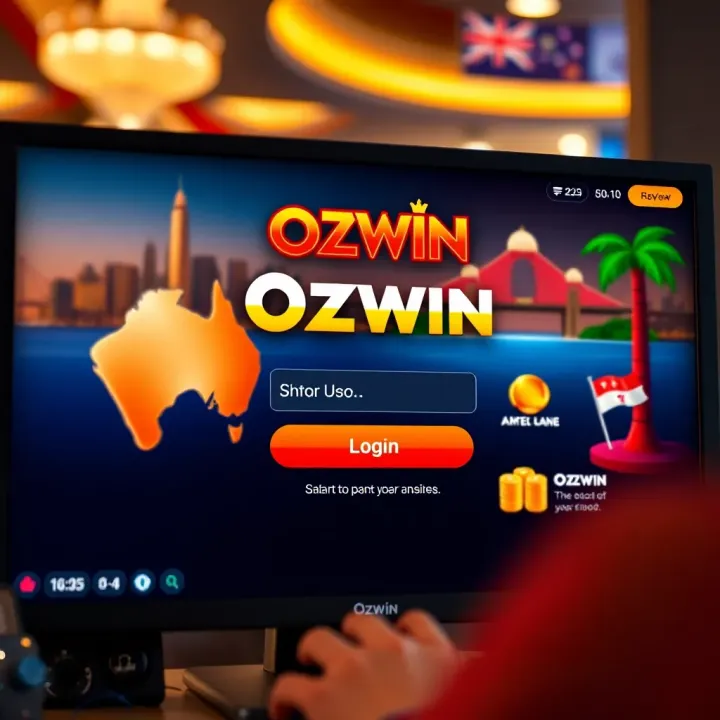 Ozwin Casino Login Interface for Australian Players Login screen of Ozwin Casino with Australian themed interface