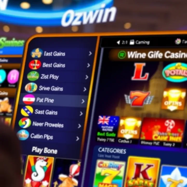 Overview of Ozwin Casino interface showing game categories and options for Australian players