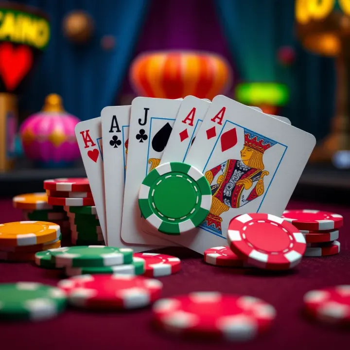 Colorful casino chips and playing cards representing a new player bonus offer at an online casino