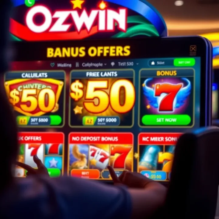 Digital casino interface displaying slot games and bonus offers