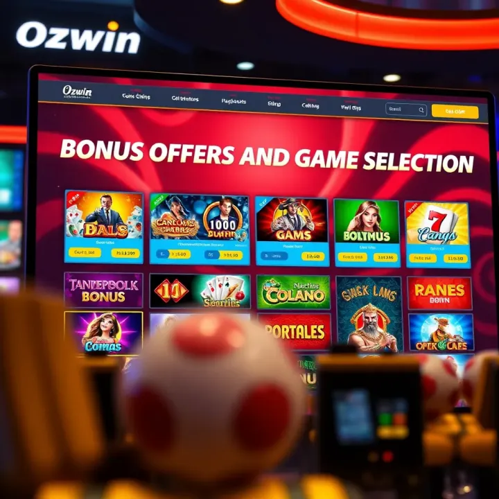 Illustration of a digital casino interface showcasing bonus offers and game selection