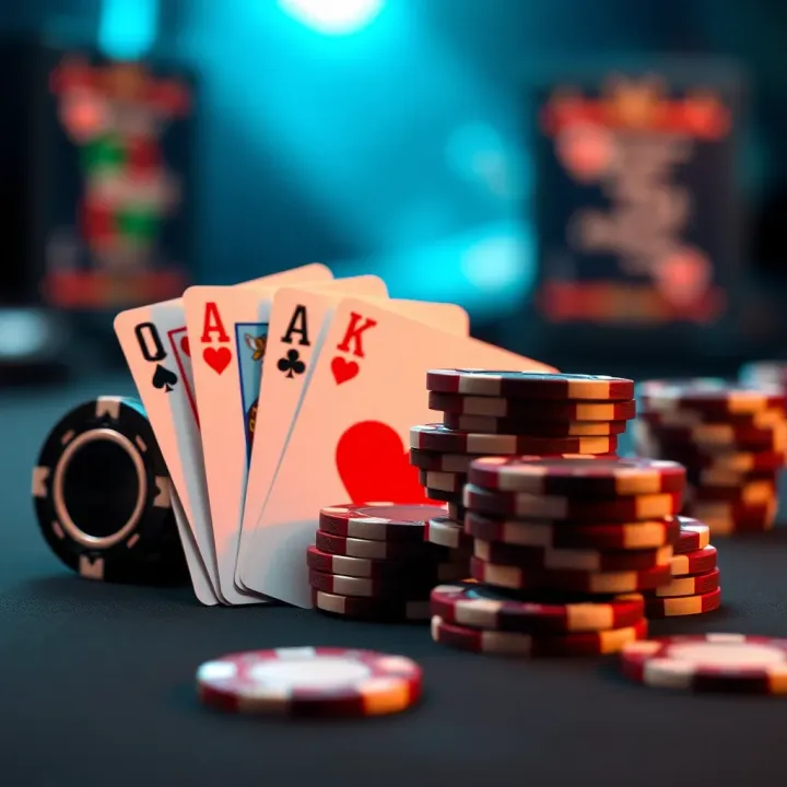 Stack of poker chips and playing cards representing casino gaming bonuses