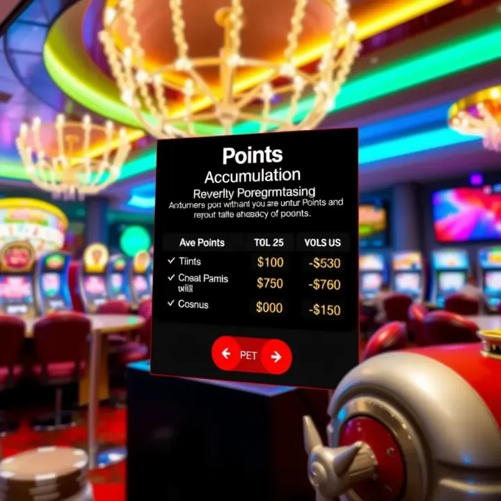 Visual representation of points accumulation and reward redemption options in a casino loyalty scheme