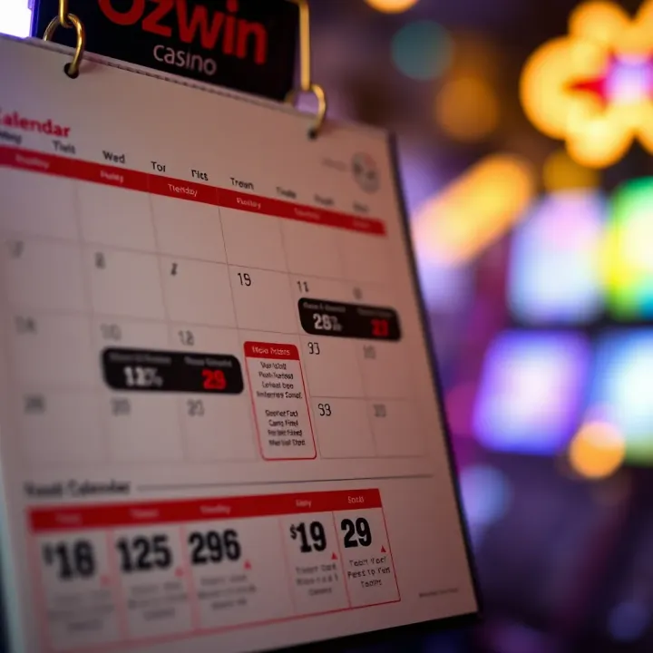 Calendar Highlighting Ozwin Casino Bonus Promotions Calendar marked with promotional dates highlighting special casino offers