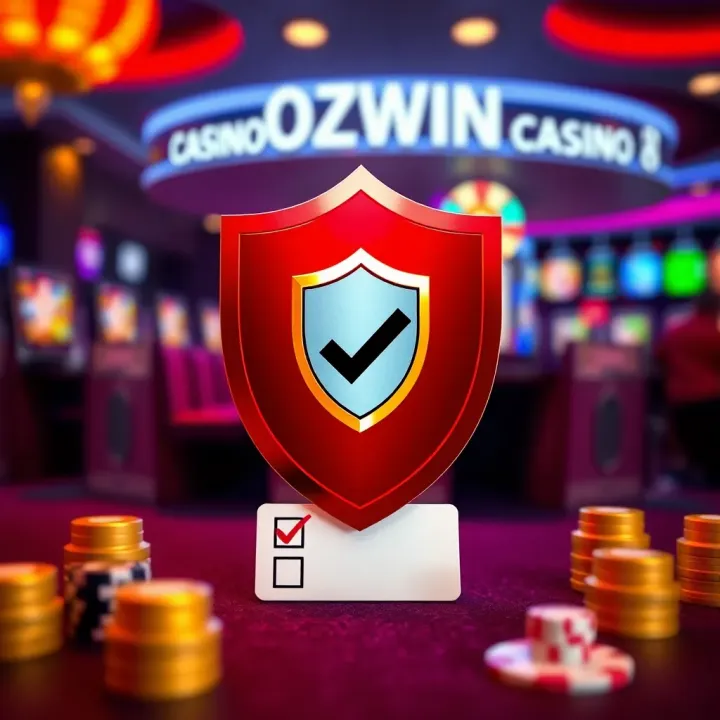 Ozwin Casino Security Features and Trustworthy Reputation Graphic showing casino safety shield and a checklist symbolizing Ozwin Casino's security and trustworthy reputation