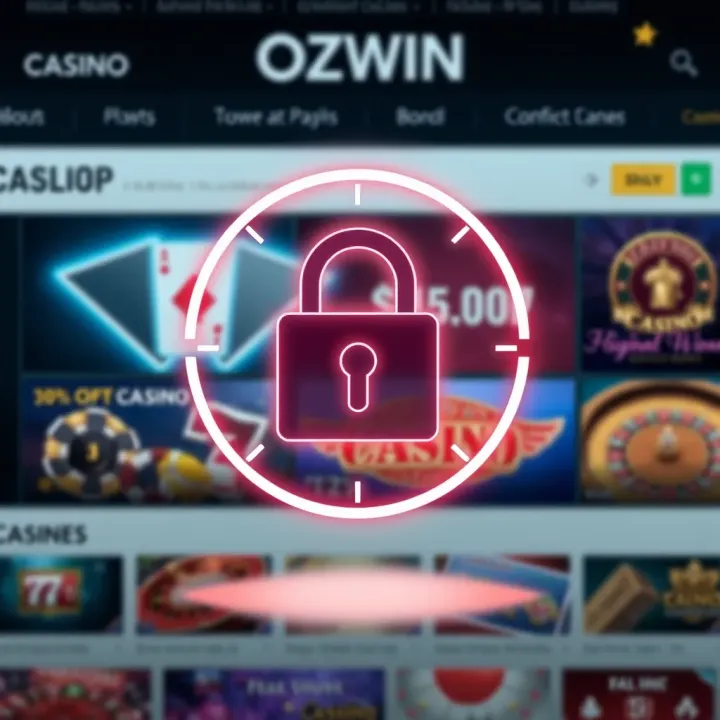 Ozwin Casino Security Features Secure digital lock symbol overlaid on a sleek casino website background representing strong security measures