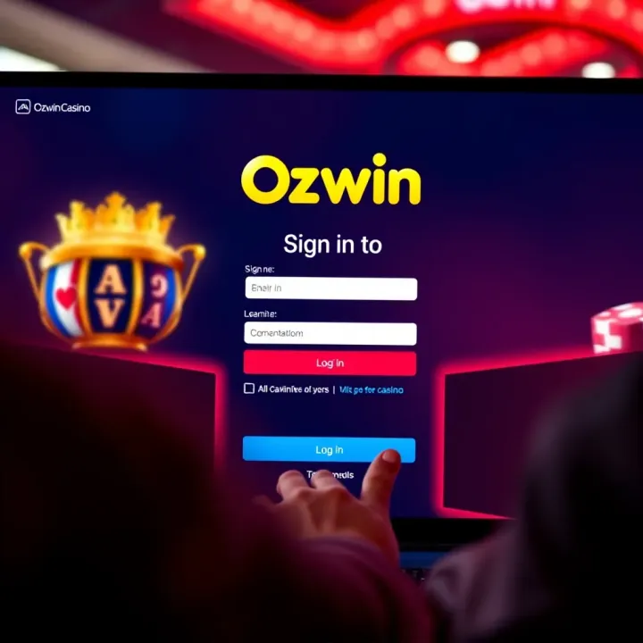 User entering login credentials on Ozwin Casino website