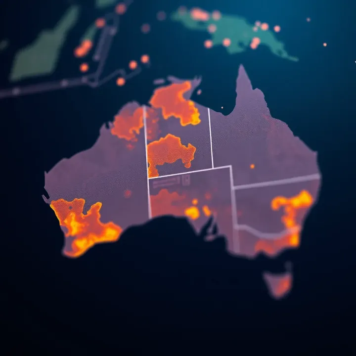 Map of Australia highlighting areas where Ozwin codes are applied