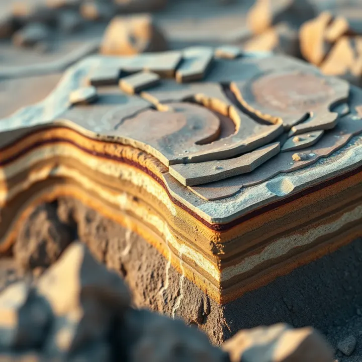 Geological cross-section showing the structure and mineral layers of the Ozwin deposit
