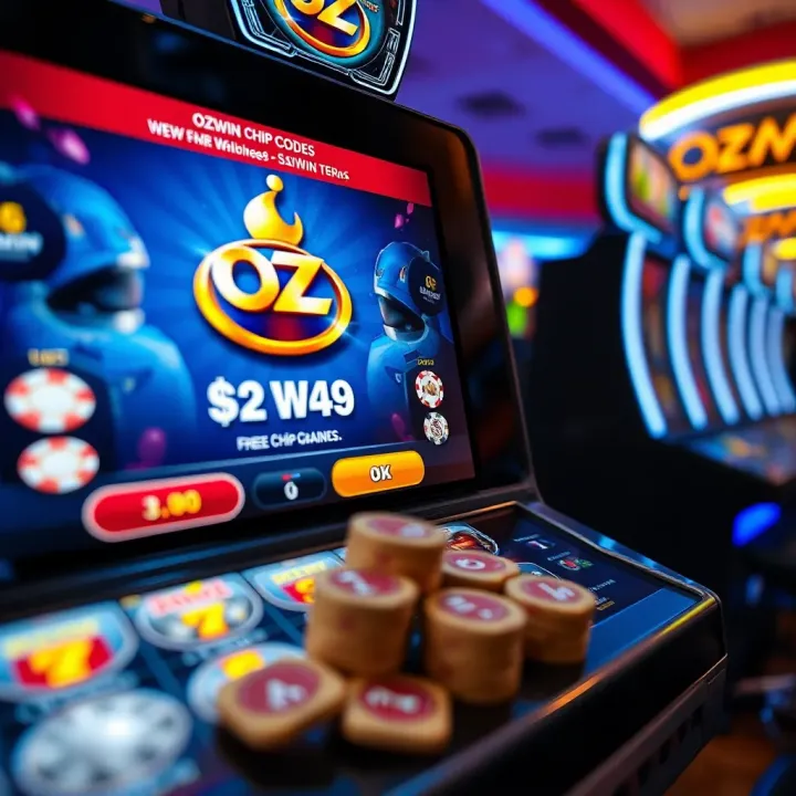 Online gaming interface showing redemption of free chip codes on Ozwin platform