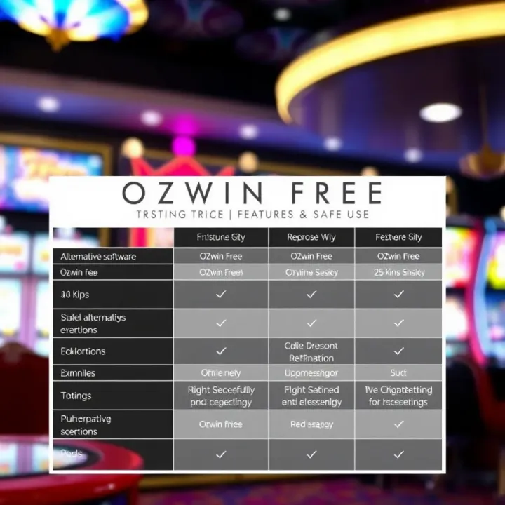 Ozwin Free and Its Alternatives Comparison Comparison chart showing Ozwin Free alongside alternative software options