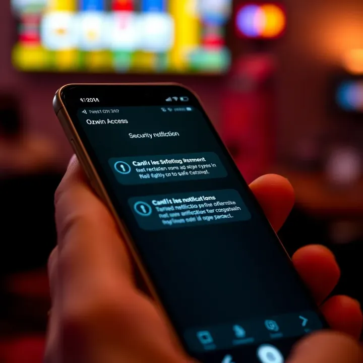 Security and Verification for Ozwin Mobile Access Smartphone showing security notification and verification prompts for safe Ozwin access