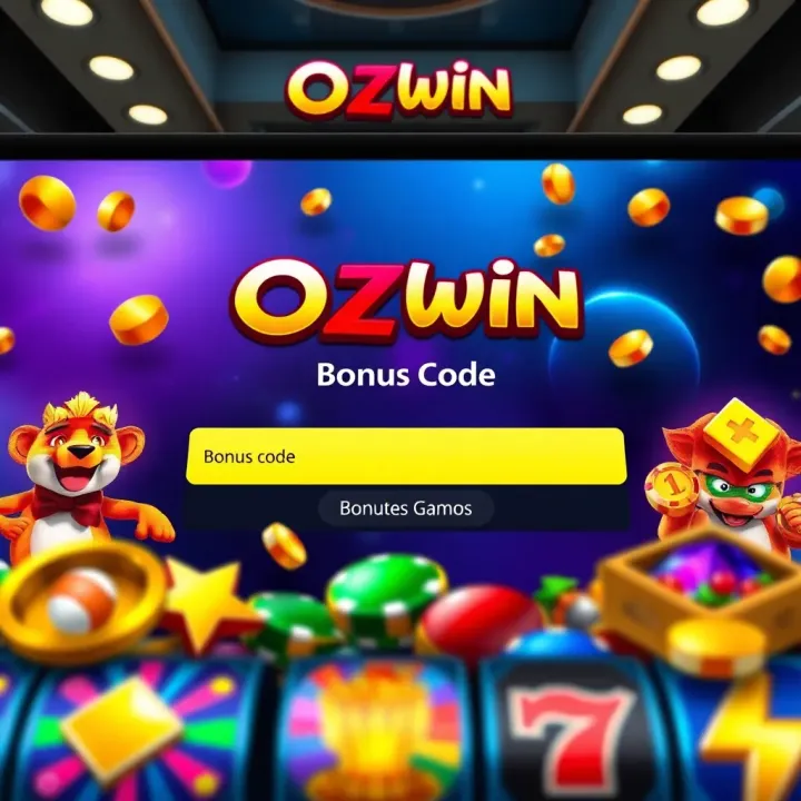 Exciting online casino interface showing bonus code entry section surrounded by colorful slot game icons