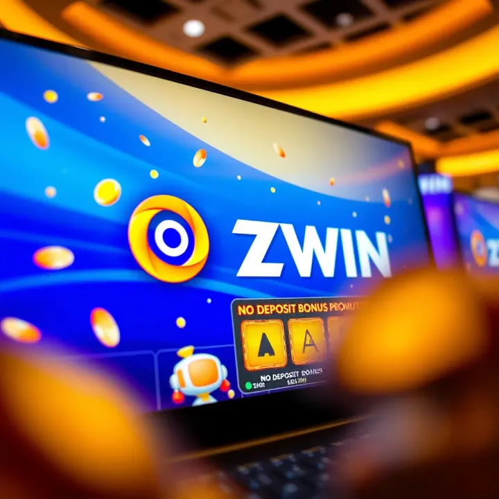 Ozwin Online Casino No Deposit Bonus Promotion Illustration of a vibrant online casino screen showcasing the Ozwin logo alongside a no deposit bonus notification
