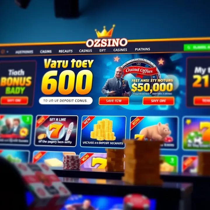 Illustration of an Australian online casino interface showcasing no deposit bonus offers
