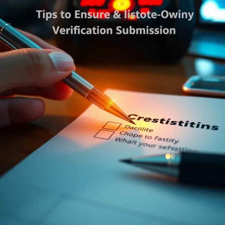 Checklist with a pen highlighting tips to avoid delays in the Ozwin verification submission