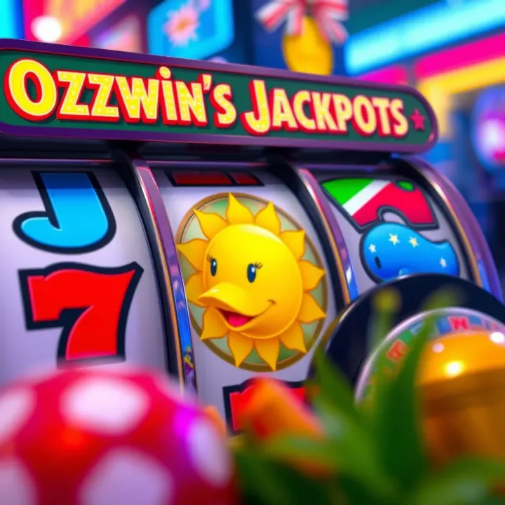 Colorful reels of Ozwin’s Jackpots slot game featuring Australian-themed symbols and vibrant graphics