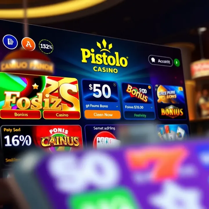 Exciting online casino interface showcasing bonus offers and game options