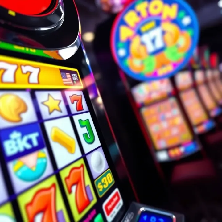 Colorful digital pokies reels displaying various symbols and icons