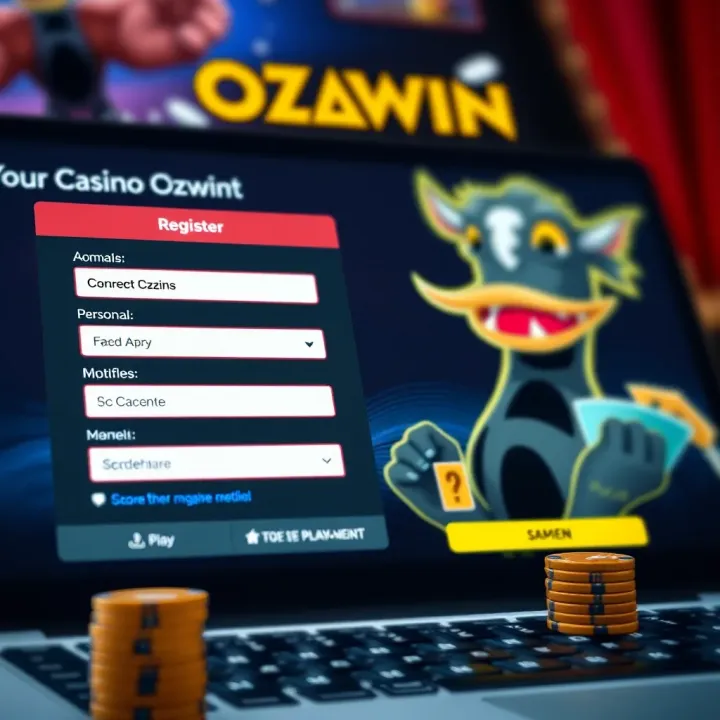 User interface showing a registration form with fields for personal details on Casino Ozwin platform