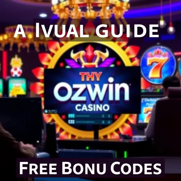 Digital representation of Ozwin Casino free bonus codes with vibrant casino-themed graphics
