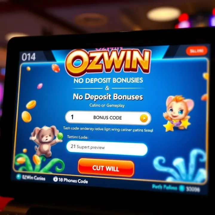 Online casino interface showing bonus code entry and gameplay preview