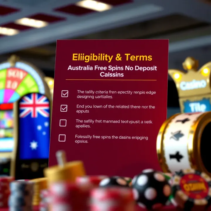 Graphic depicting eligibility criteria checklist with Australian flag and casino elements