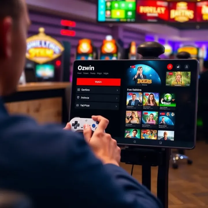 User navigating the Ozwin Live interface on a digital device showing multiple streaming options