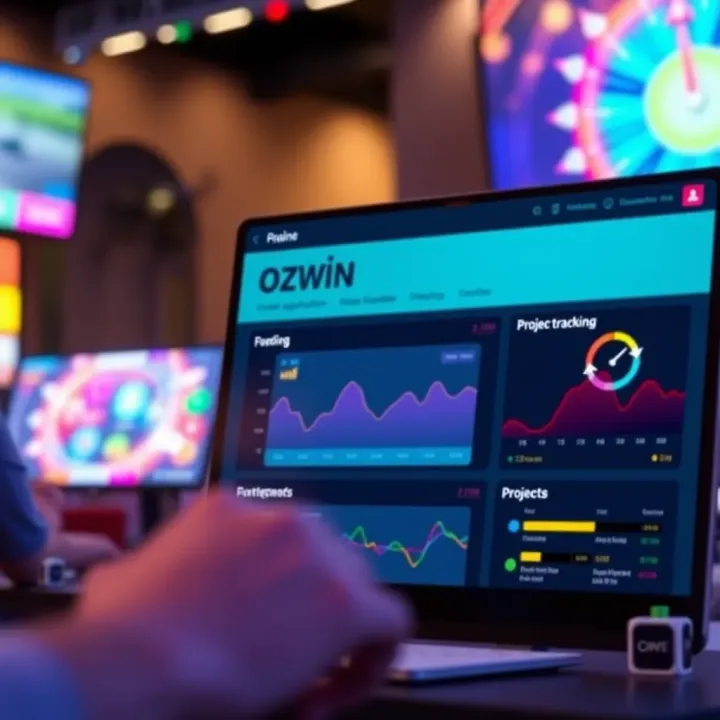 Dashboard view of the Ozwin platform showing grant application options and project tracking