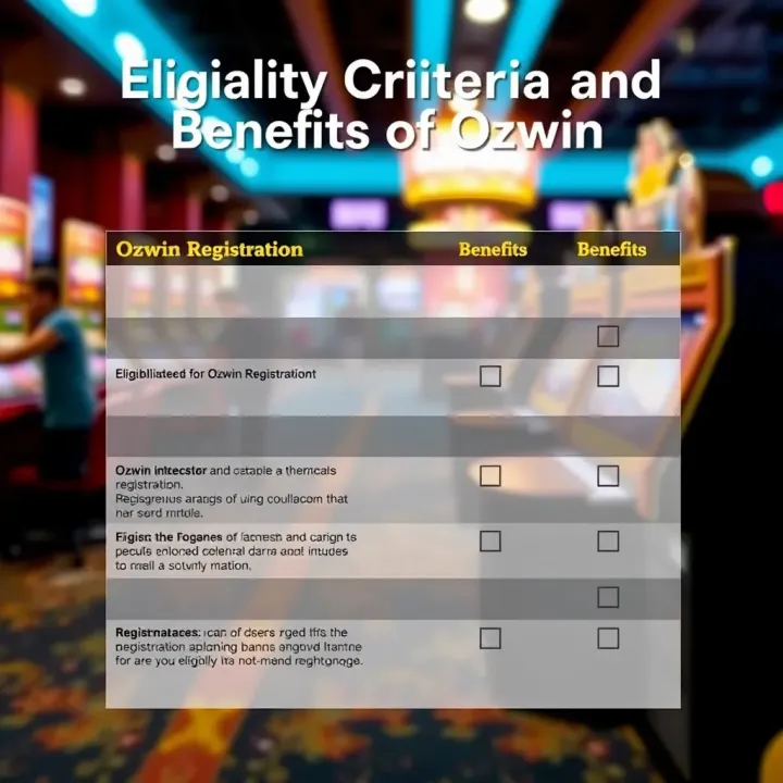 Graphic depicting a checklist of eligibility criteria and benefits associated with Ozwin registration