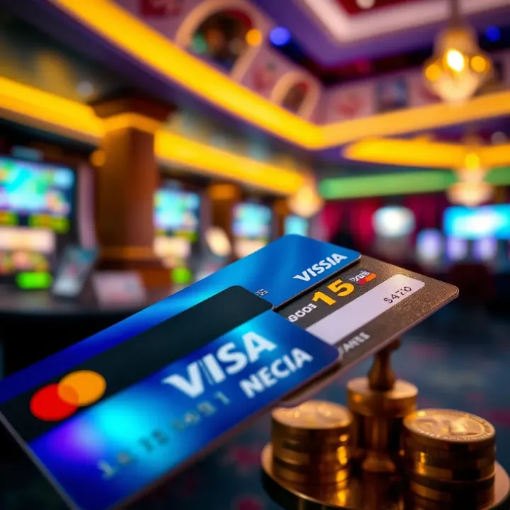 Illustration showing various payment methods including credit cards and e-wallets used at an online casino
